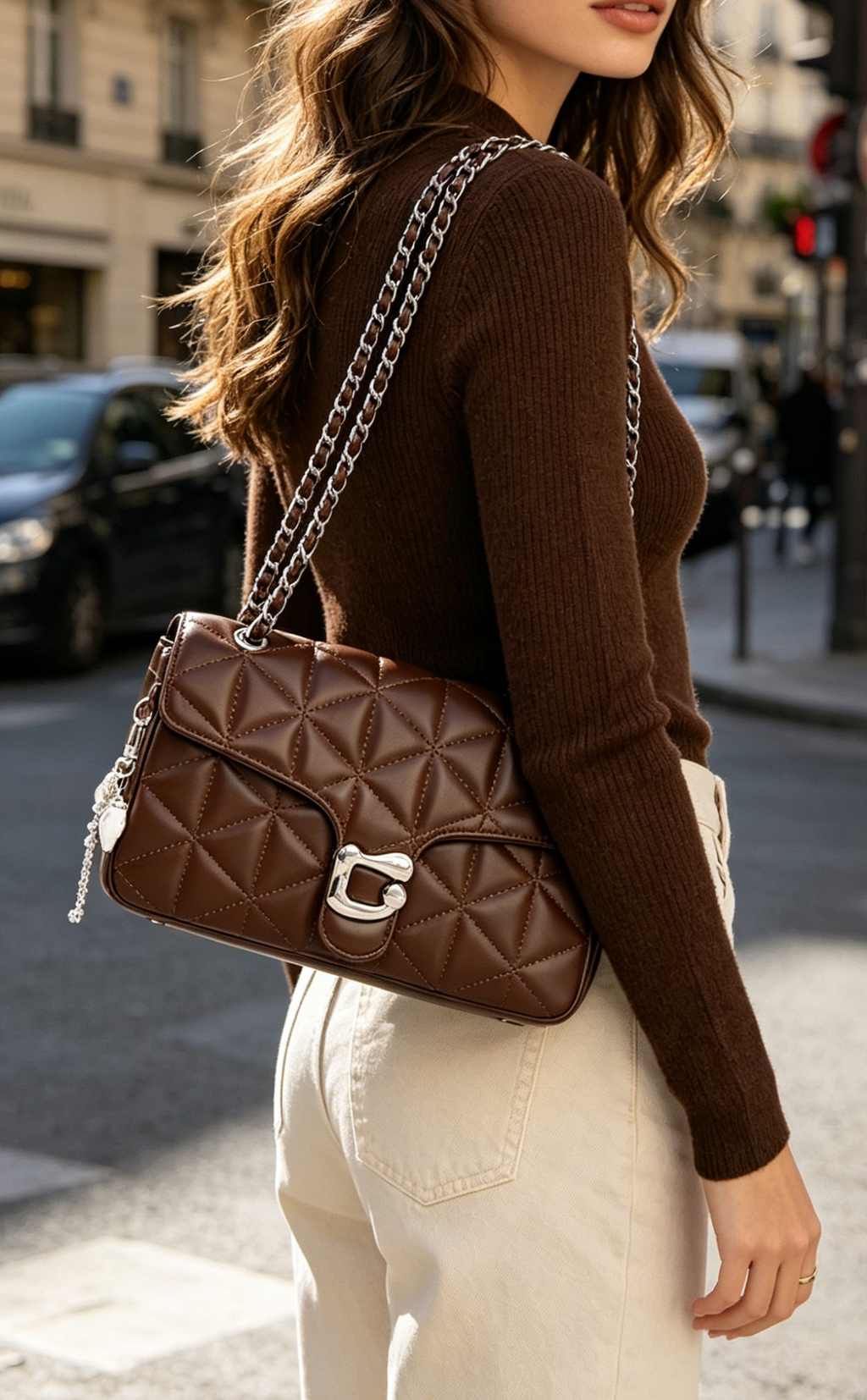 Women's Quilted Handbag - Large Capacity, Multiple compartments, Value for Money, Adjustable Shoulder Straps.